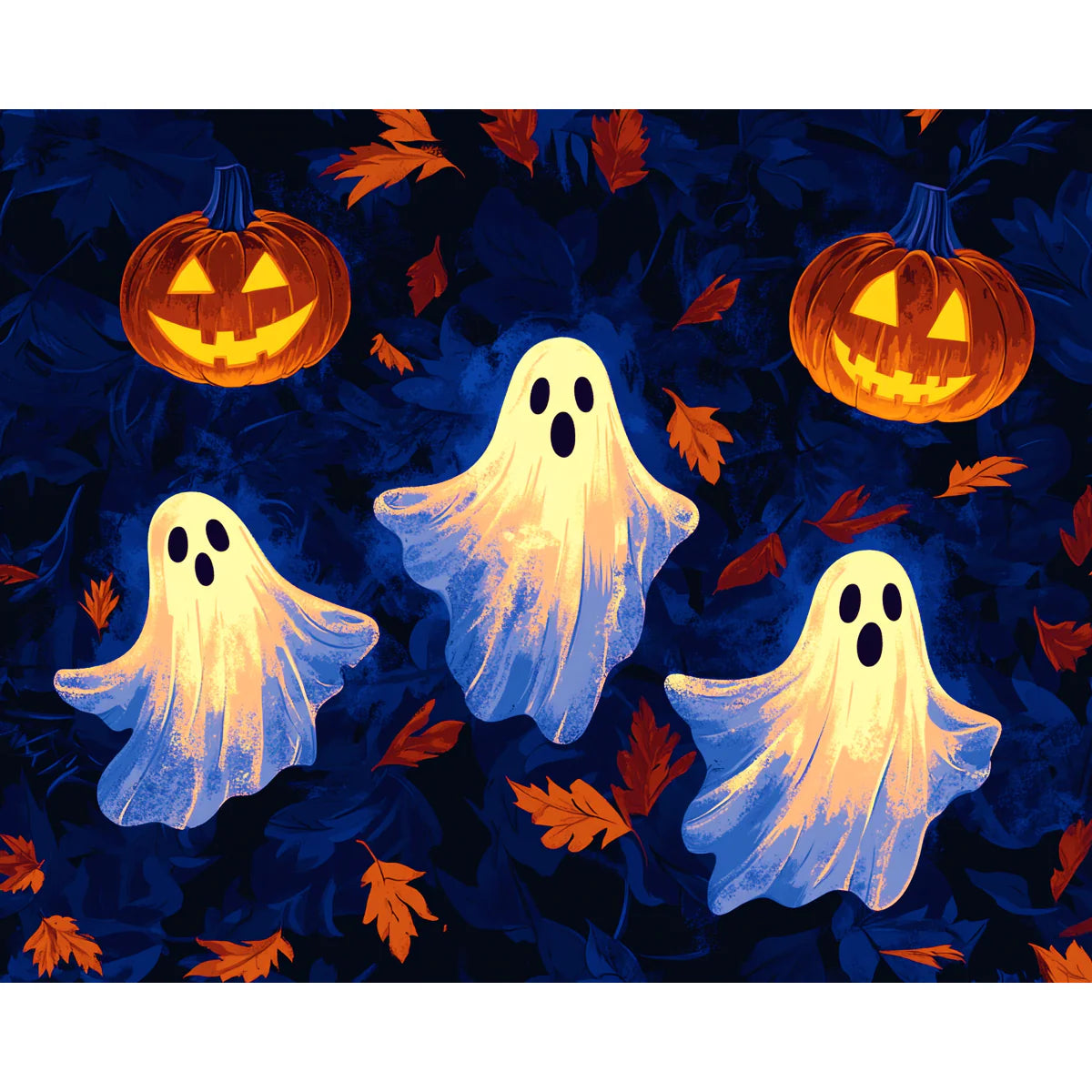 Ghost Trio with Pumpkins Paint by Numbers Kit-zoom-2