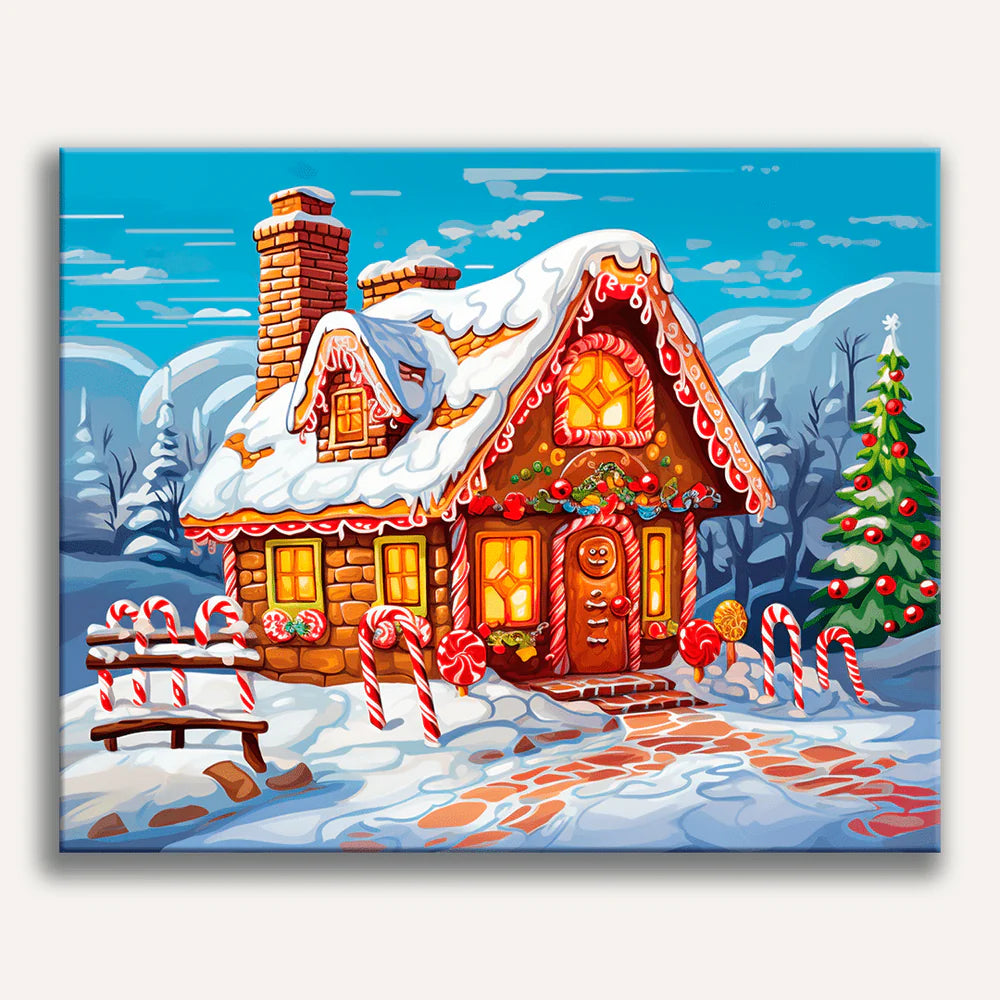 Gingerbread Cottage Paint by Numbers Kit-zoom-1