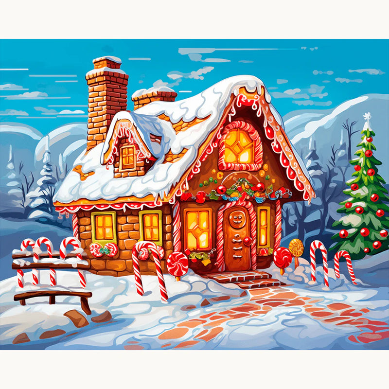 Gingerbread Cottage Paint by Numbers Kit-zoom-