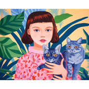 Girl with Two Cats Paint by Numbers Kit
