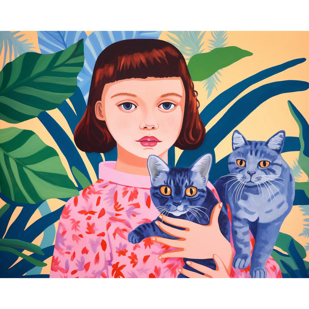 Girl with Two Cats Paint by Numbers Kit