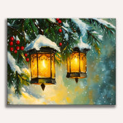 Golden Lanterns in Winter Paint by Numbers Kit