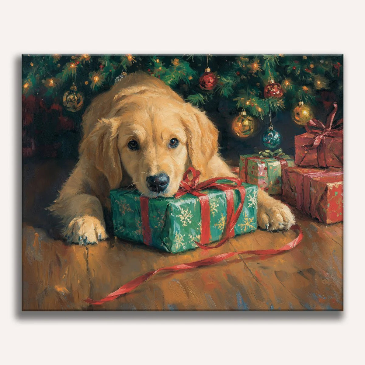 Golden Retriever Christmas Paint by Numbers Kit-1