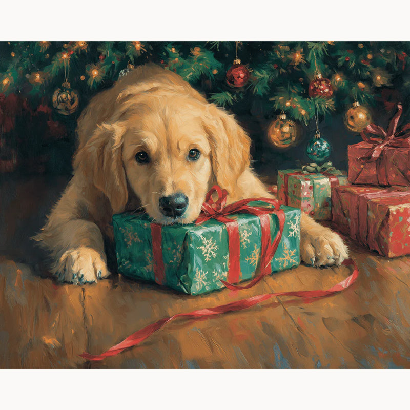 Golden Retriever Christmas Paint by Numbers Kit-zoom-