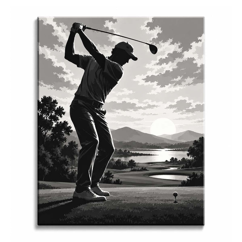 Black and White Golf Paint by Numbers Kit-zoom-