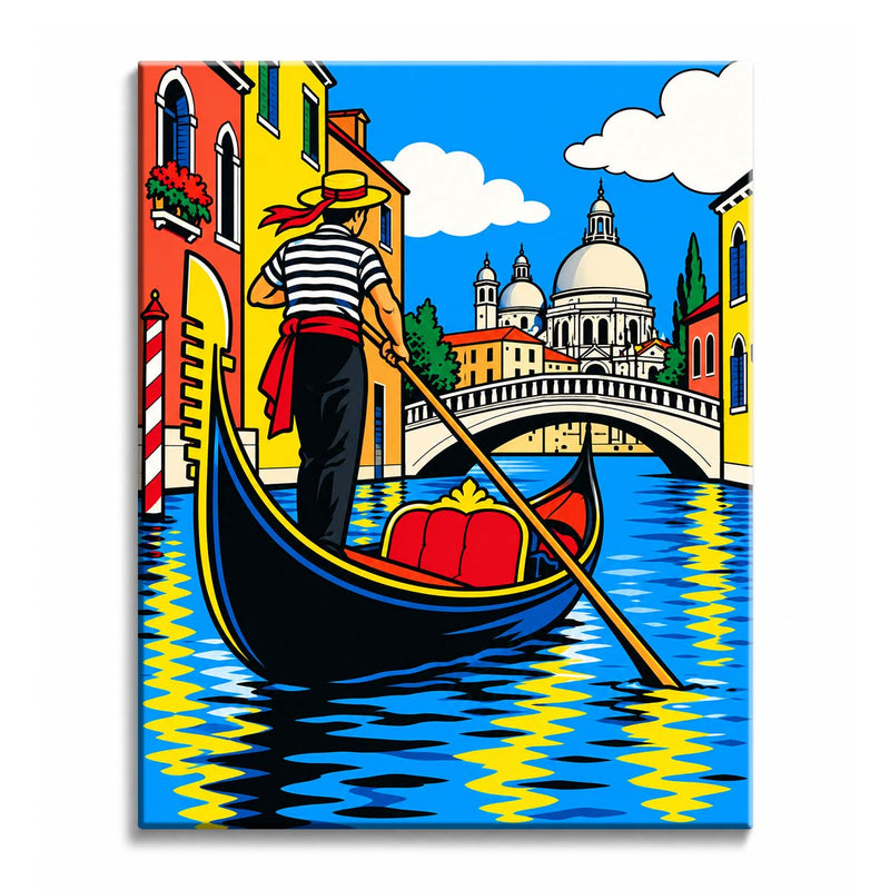 Black Venice Gondola Paint by Numbers Kit-zoom-