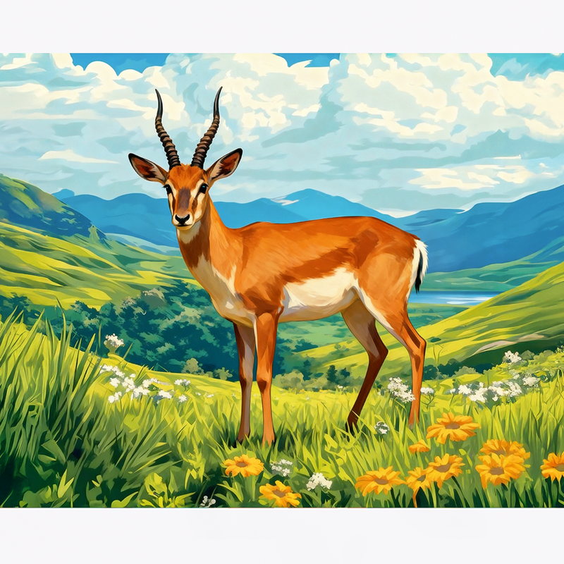 Graceful Antelope Paint by Numbers Kit-zoom-