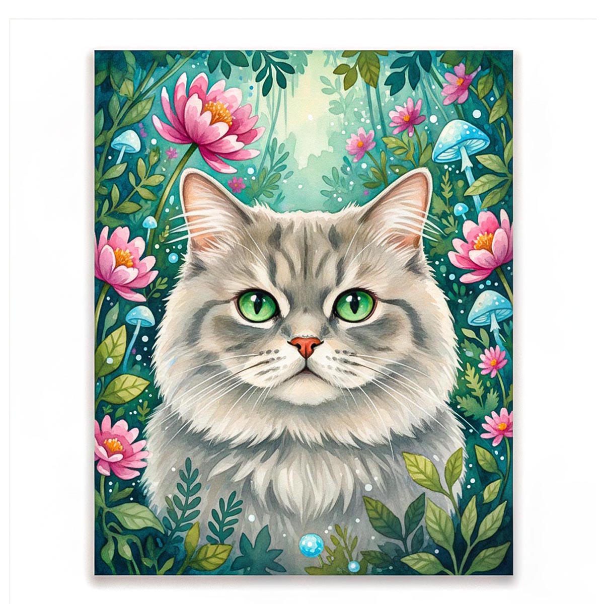 Green-Eyed Cat in Garden Paint by Numbers Kit-zoom-1