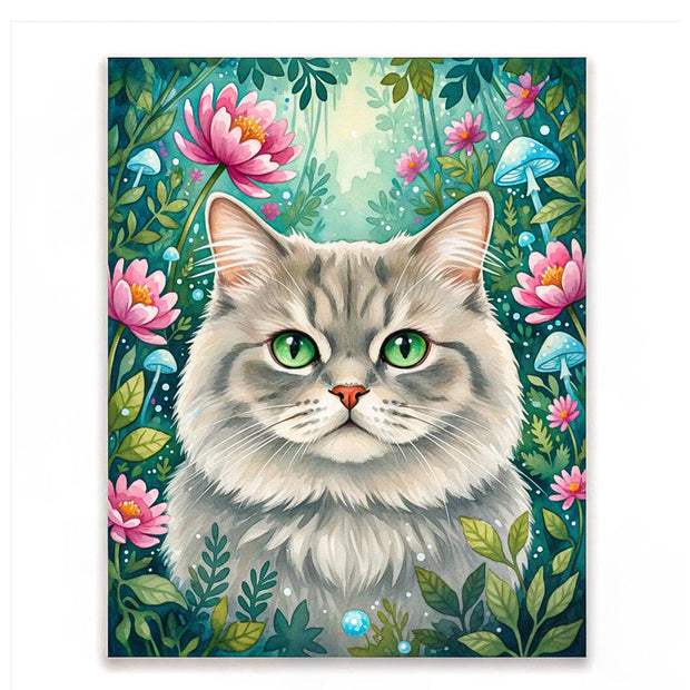 Green-Eyed Cat in Garden Paint by Numbers Kit