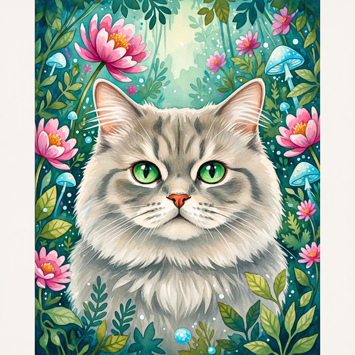 Green-Eyed Cat in Garden Paint by Numbers Kit-zoom-2