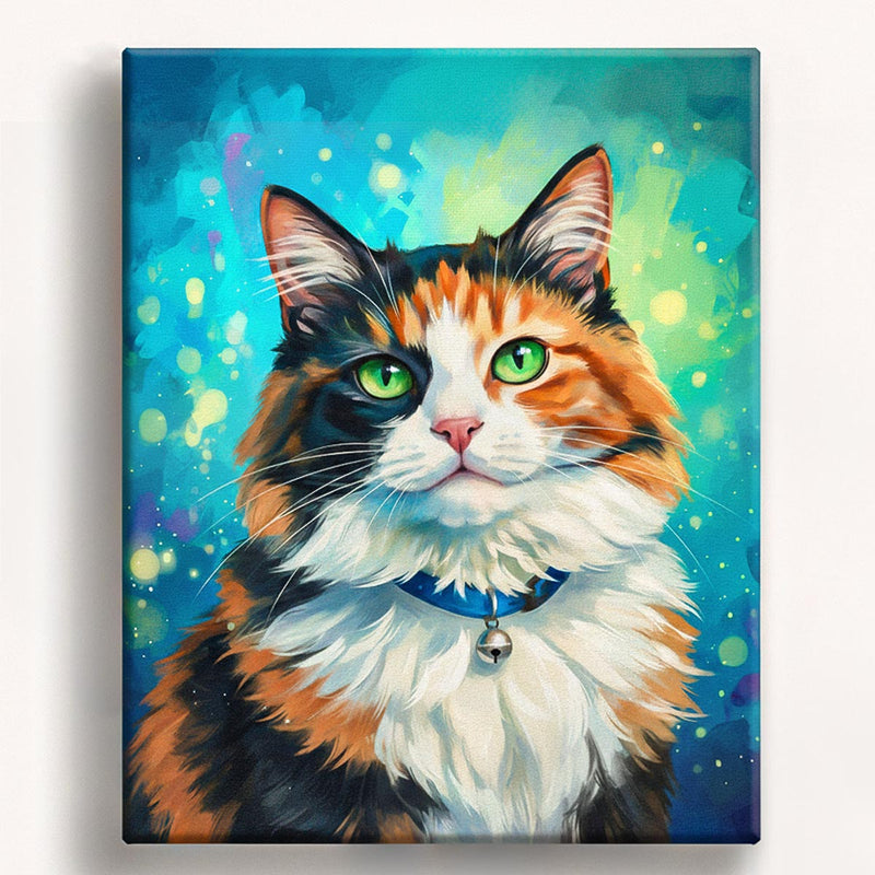 Green-Eyed Calico Cat Paint by Numbers Kit-zoom-