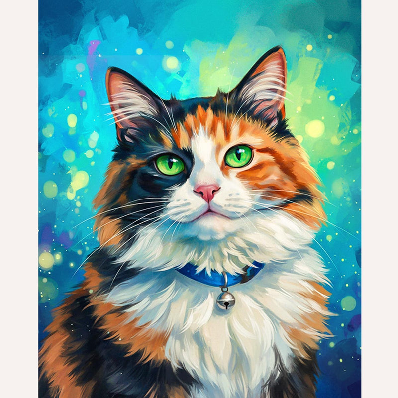 Green-Eyed Calico Cat Paint by Numbers Kit-zoom-