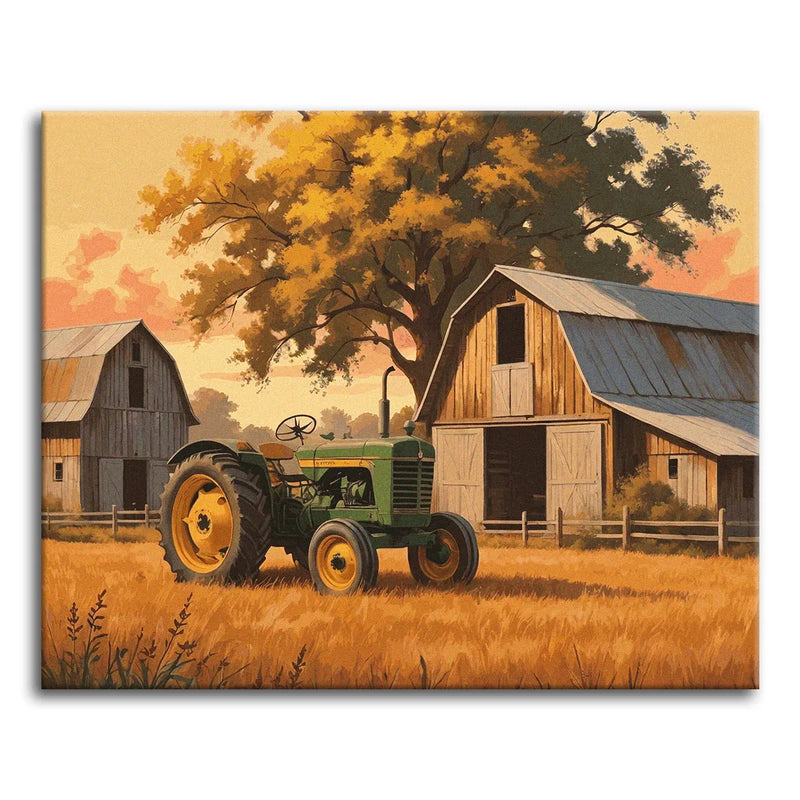 Green Tractor on the Farm-zoom-