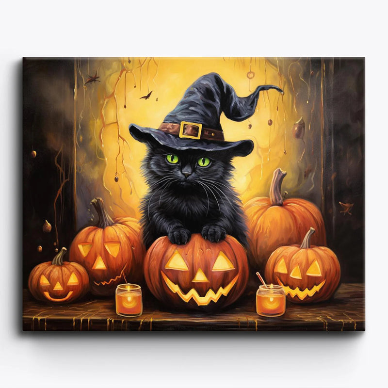 Halloween Black Cat Paint by Numbers Kit-zoom-