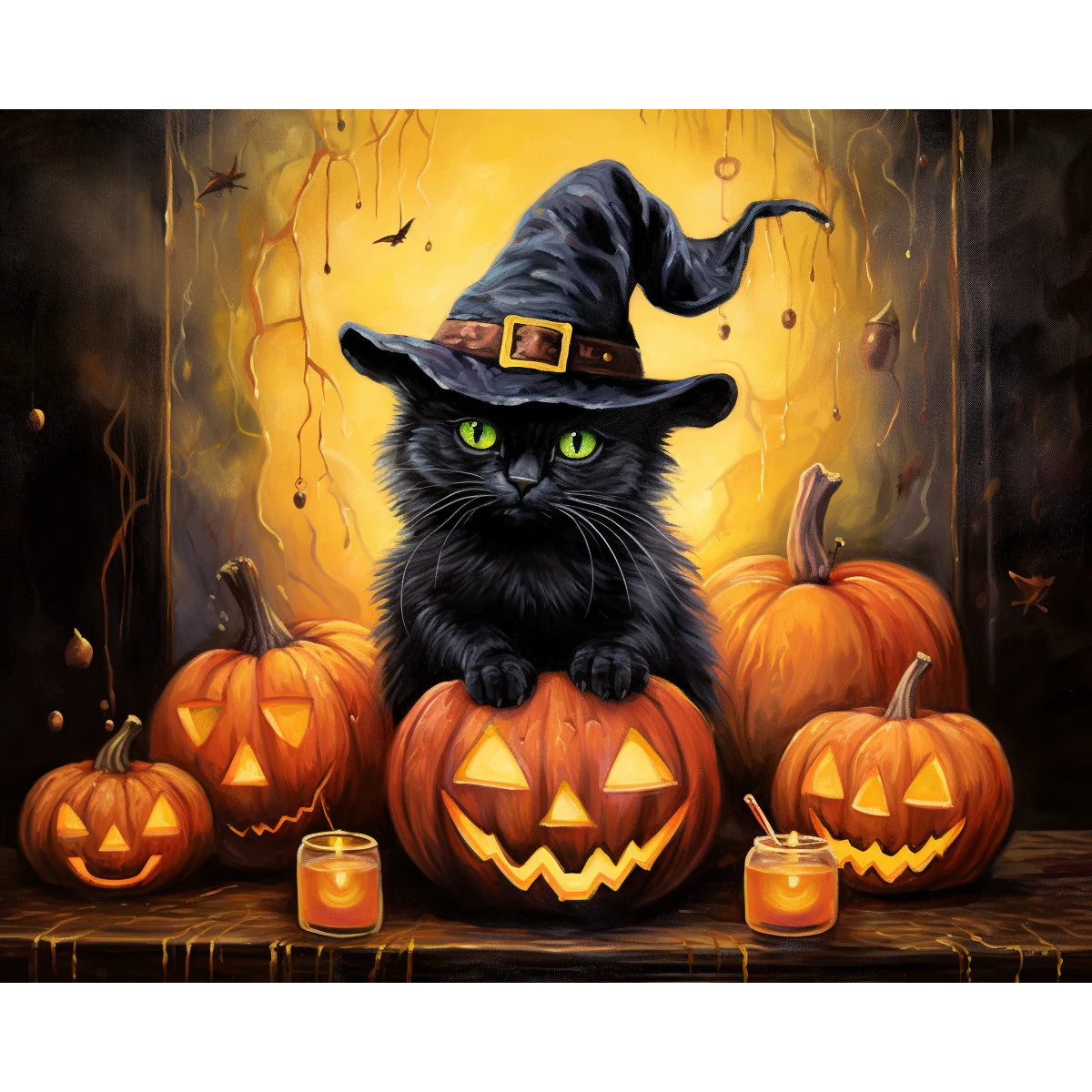 Halloween Black Cat Paint by Numbers Kit-2