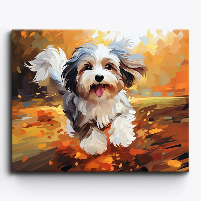 Happy Puppy Running Paint by Numbers Kit-zoom-
