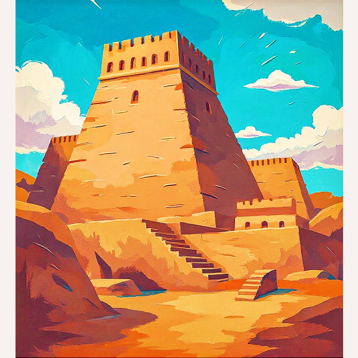 Ancient Desert Fortress Paint by Numbers Kit-zoom-2