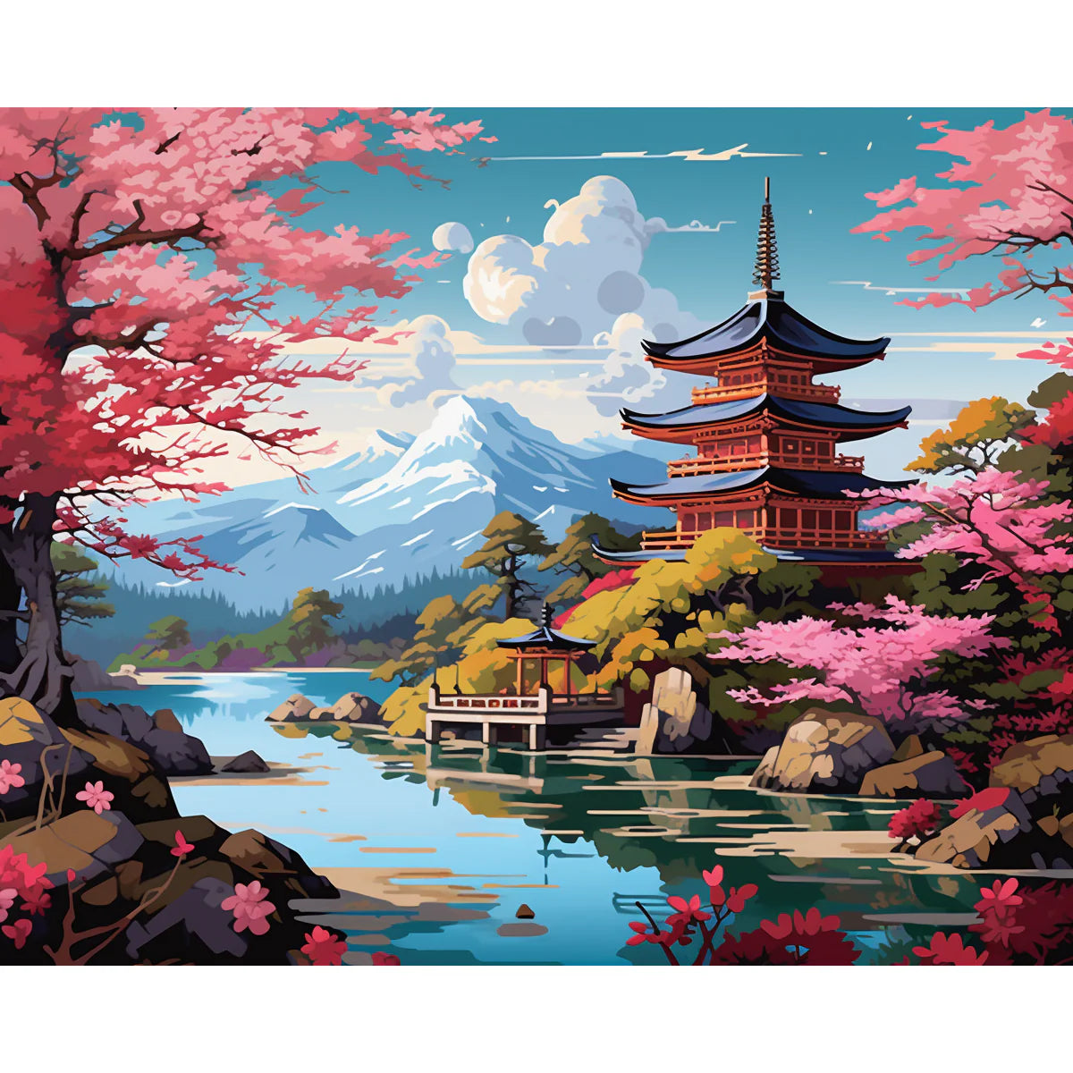 Japanese Pagoda Paint by Numbers Kit-zoom-2
