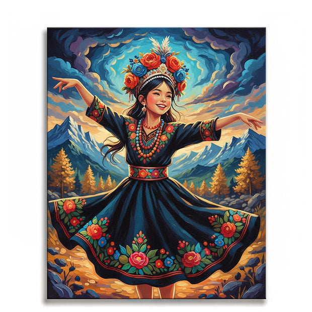 Dancing Girl in the Mountains Paint by Numbers Kit