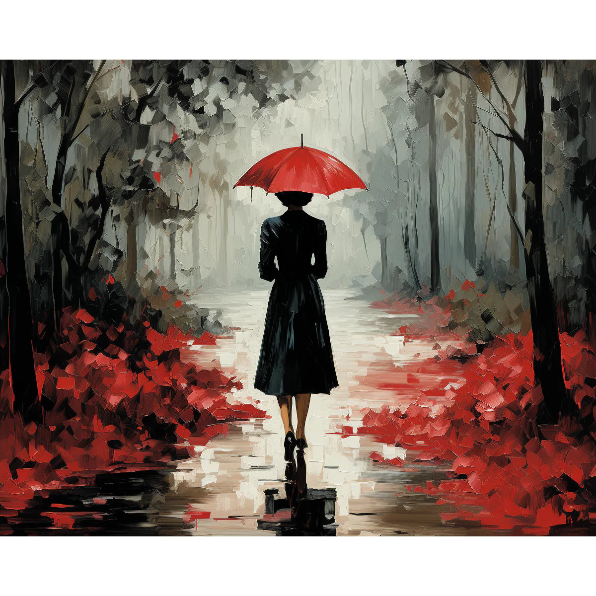Lady with Red Umbrella Paint by Numbers Kit-zoom-2