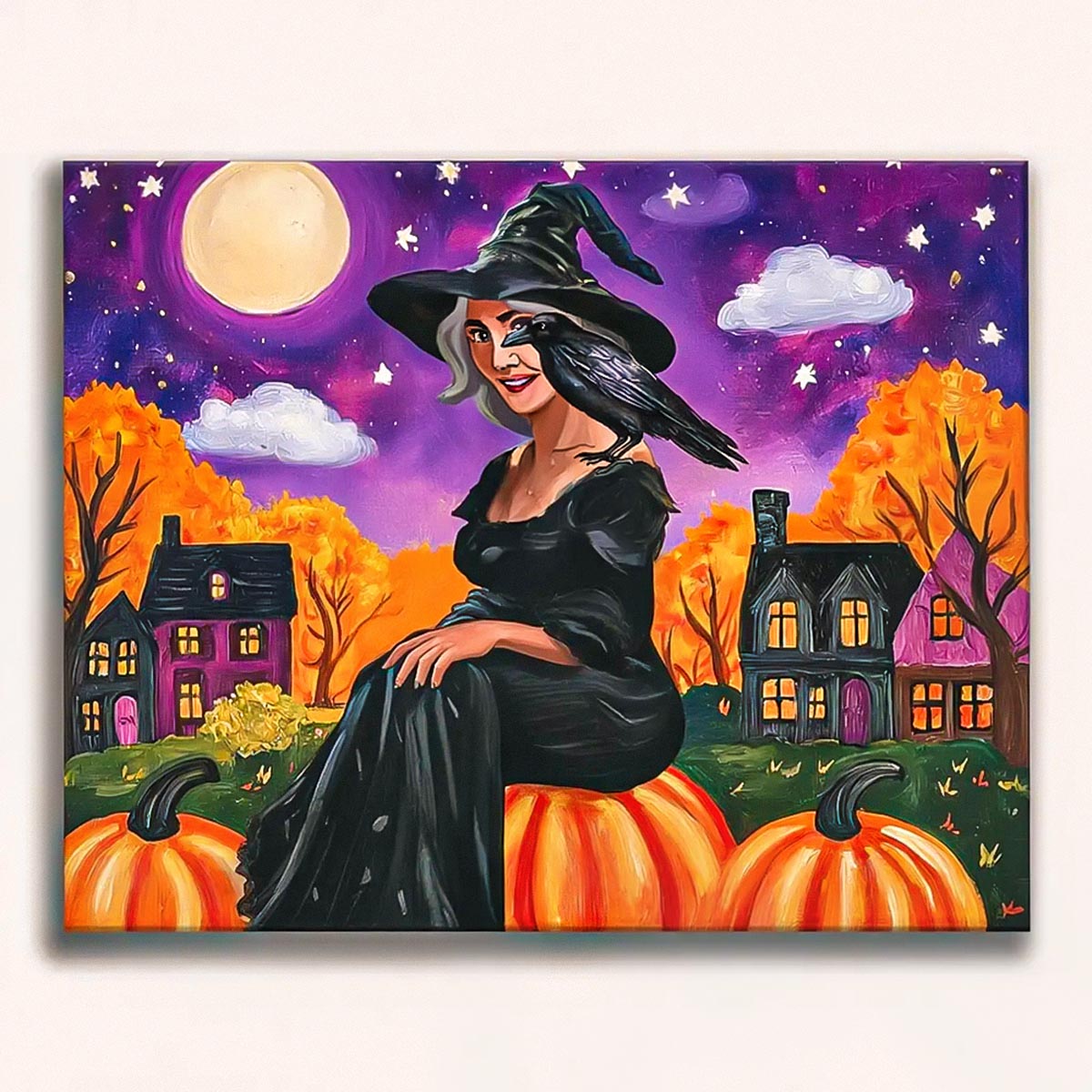 Witch & Raven Halloween Paint by Numbers Kit-1