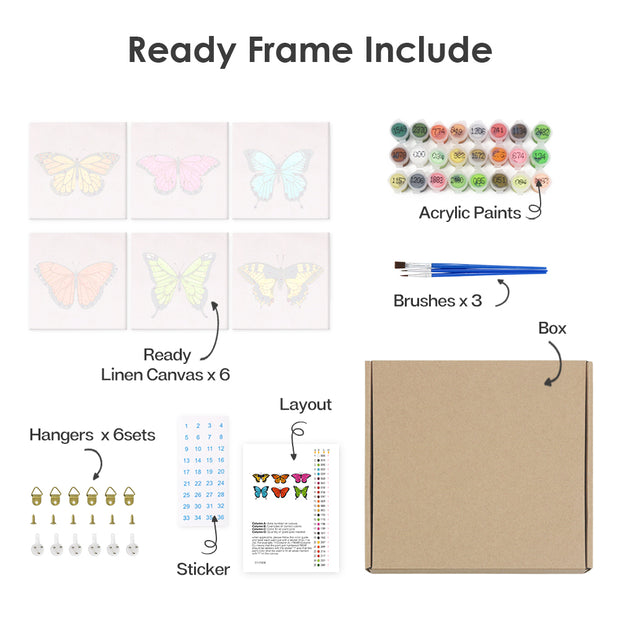 6 Mini Painting Set – Paint by Numbers Butterflies
