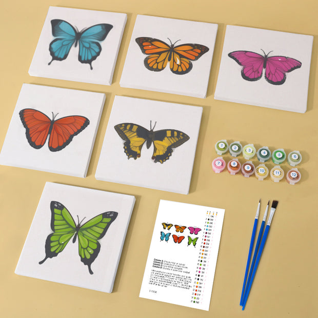 6 Mini Painting Set – Paint by Numbers Butterflies