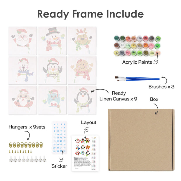 9 Mini Painting Set – Paint by Numbers Christmas