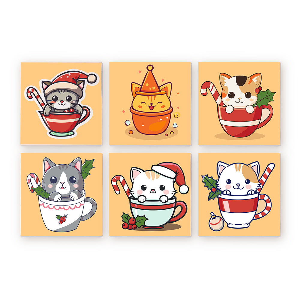 6 Mini Painting Set – Paint by Numbers Christmas Cats