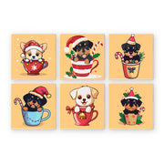 6 Mini Painting Set – Paint by Numbers Christmas Dogs