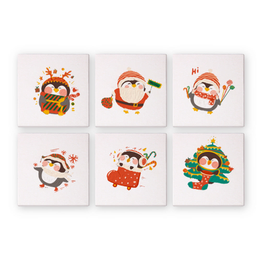 6 Mini Painting Set – Paint by Numbers Christmas Penguins