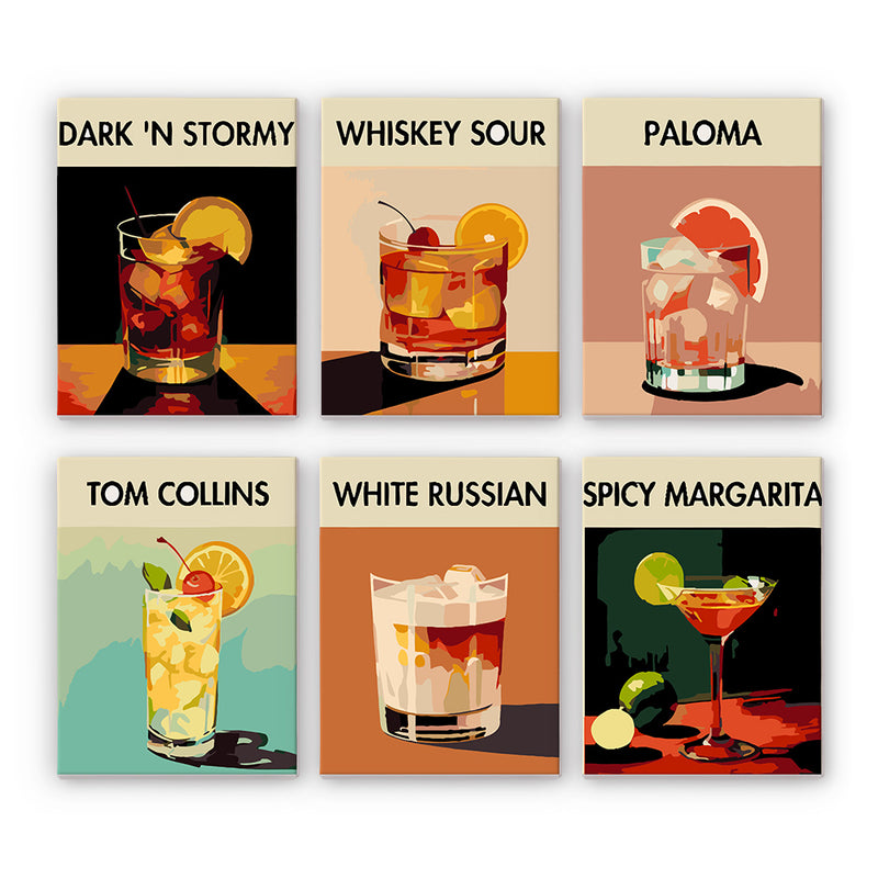 6 Mini Painting Set – Paint by Numbers Classic Cocktails-zoom-
