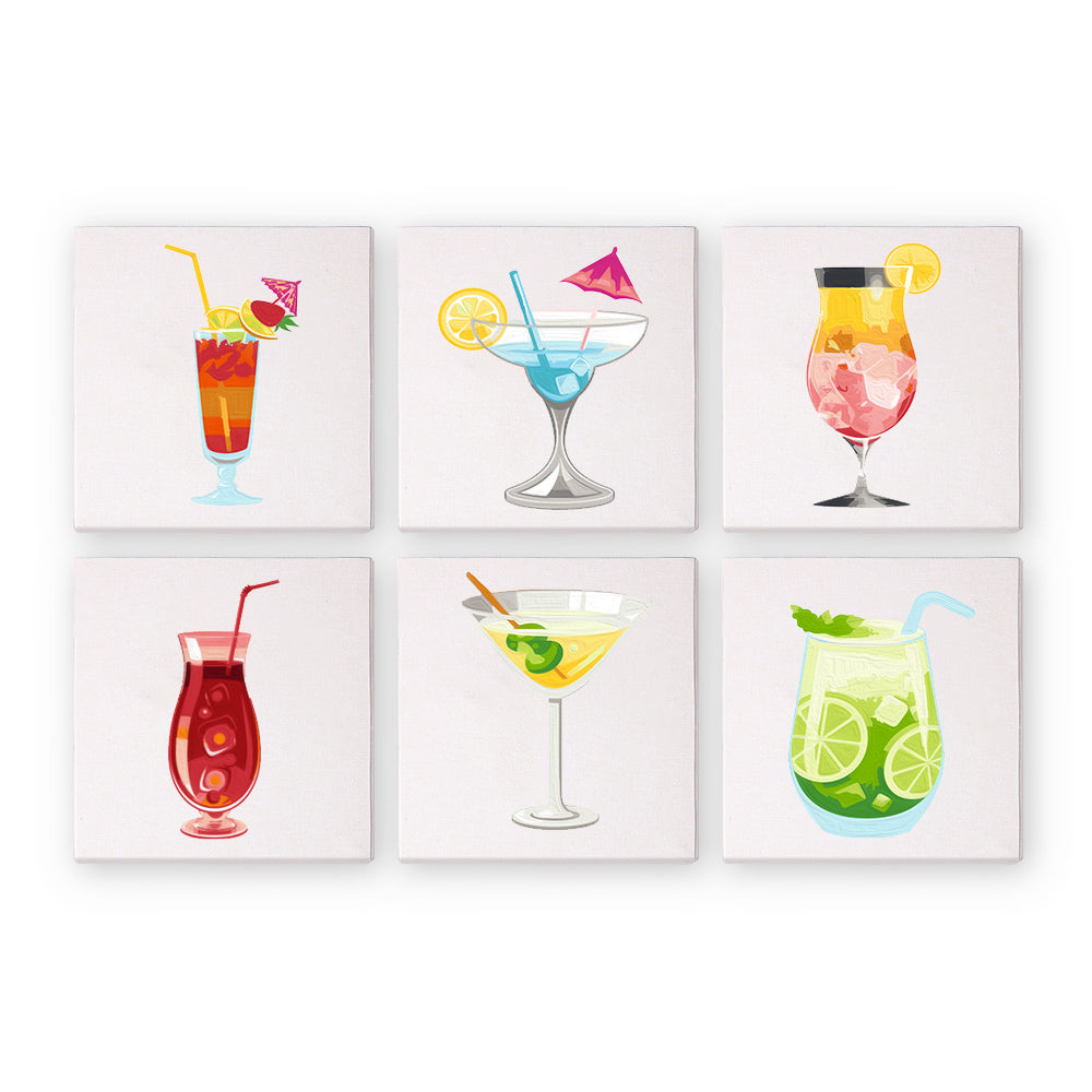 6 Mini Painting Set – Paint by Numbers Coctail Set