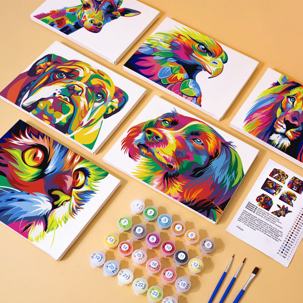 6 Mini Painting Set – Paint by Numbers Colorful Animals