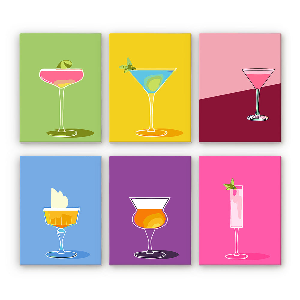 6 Mini Painting Set – Paint by Numbers Colorful Cocktails
