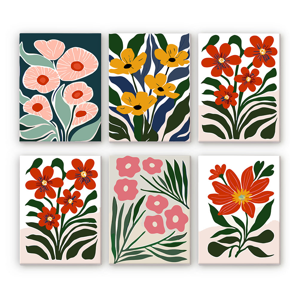 6 Mini Painting Set – Paint by Numbers Colorful Flowers