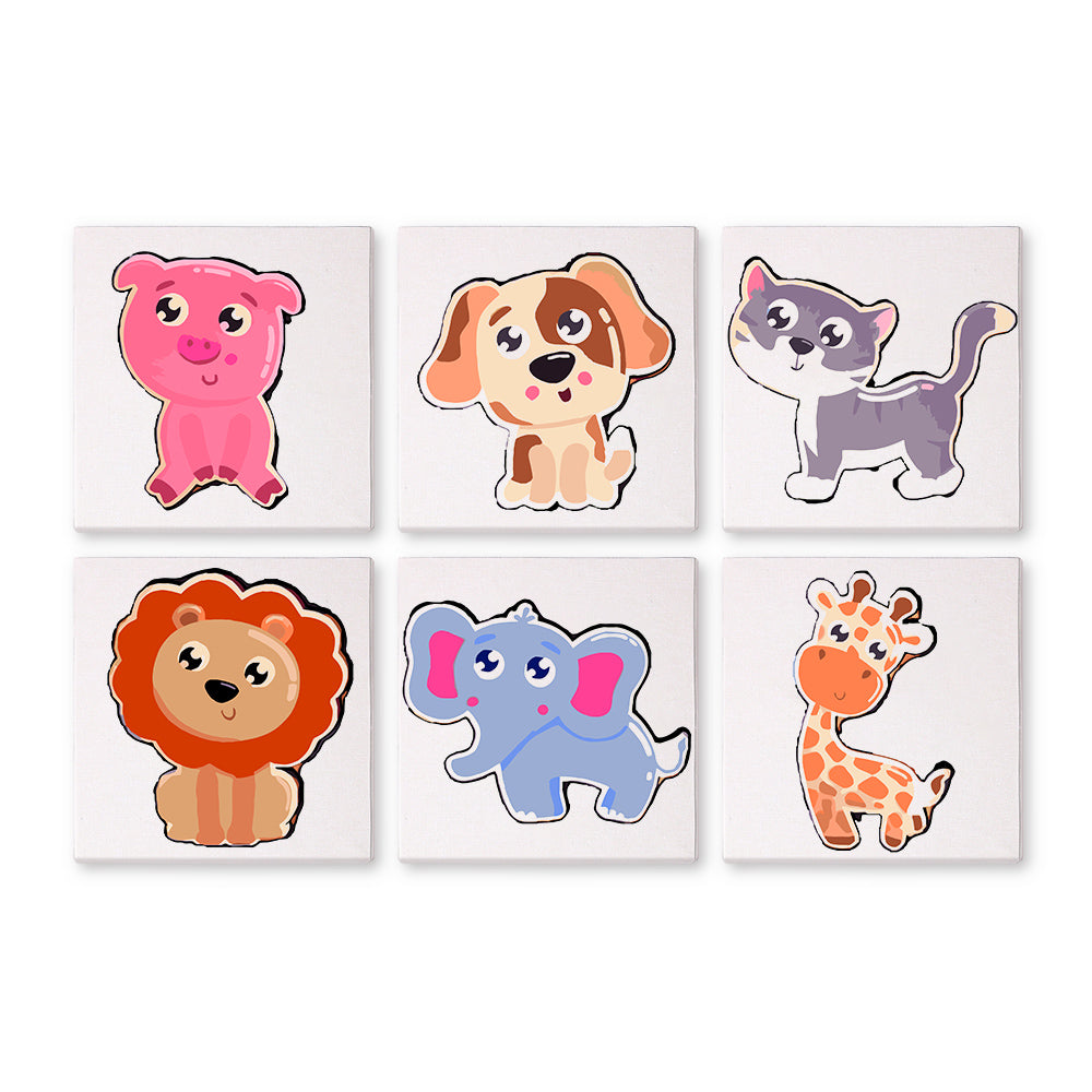 6 Mini Painting Set – Paint by Numbers Cute Animals