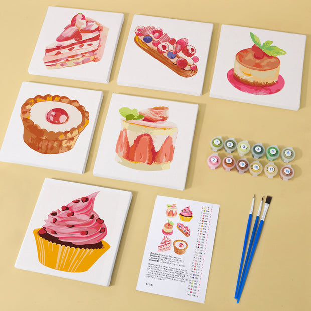 6 Mini Painting Set – Paint by Numbers Cupcakes & Donuts