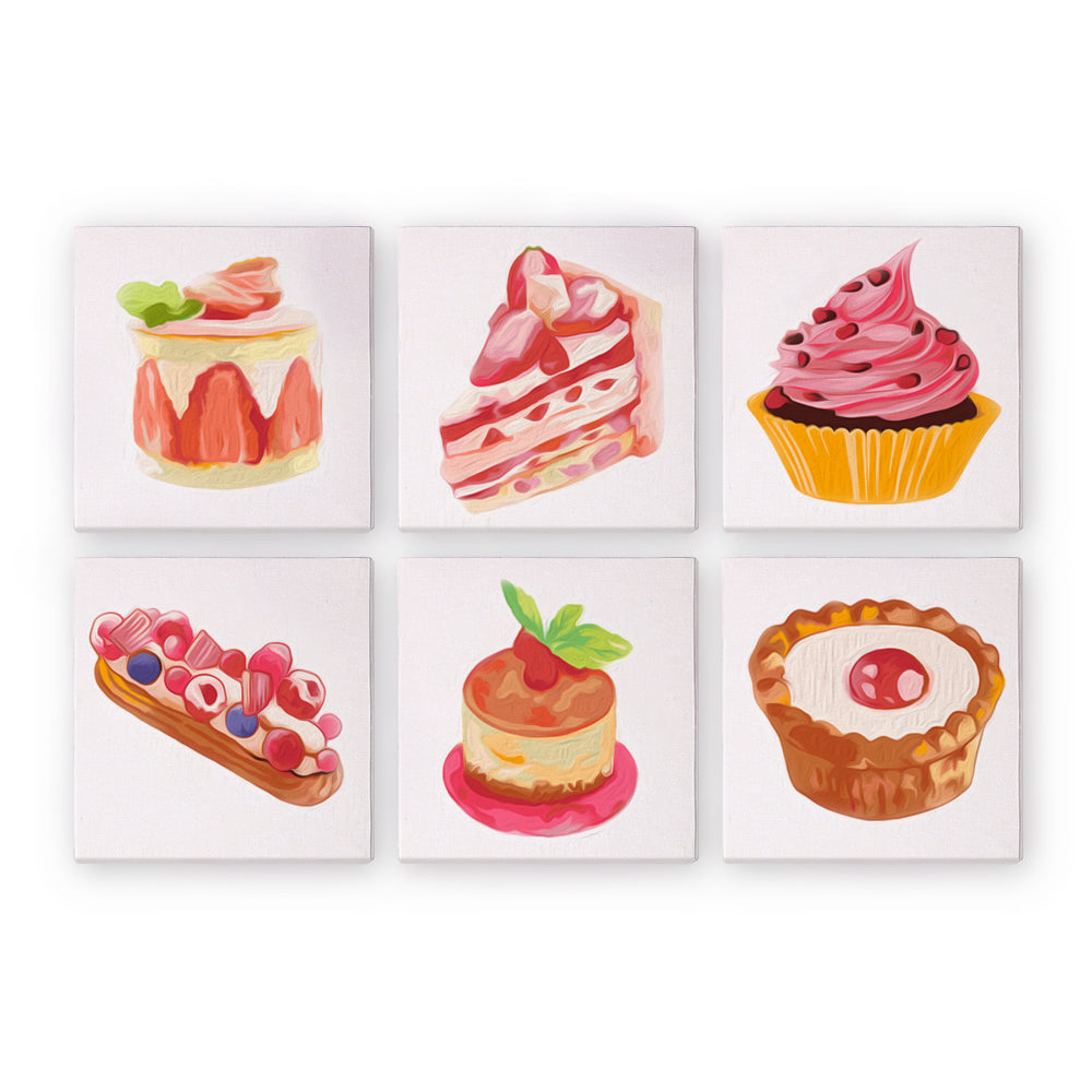 6 Mini Painting Set – Paint by Numbers Cupcakes & Donuts