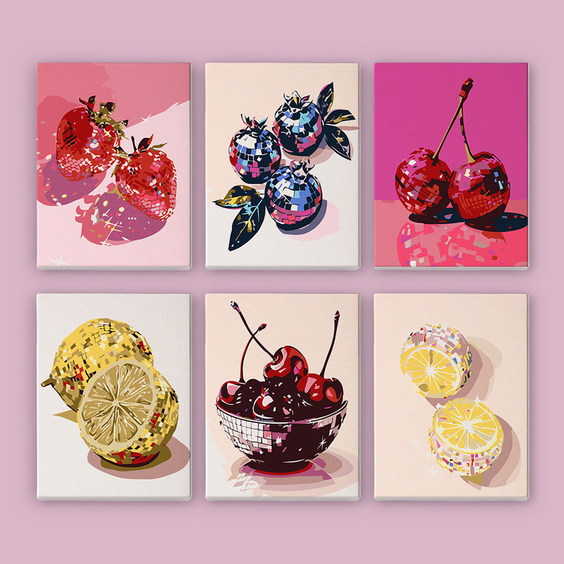 6 Mini Painting Set – Paint by Numbers Disco Fruits-zoom-