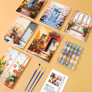 6 Mini Painting Set – Paint by Numbers Doorways & Flowers
