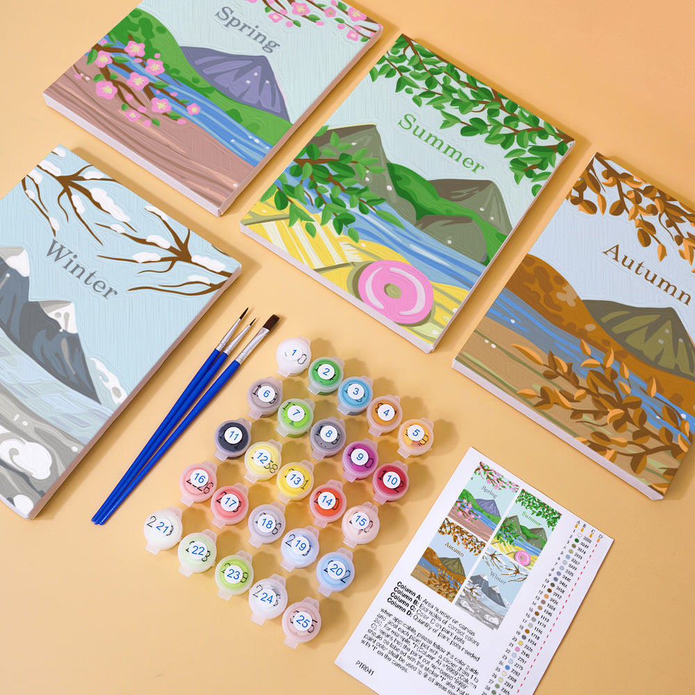 4 Mini Painting Set – Paint by Numbers Four Seasons