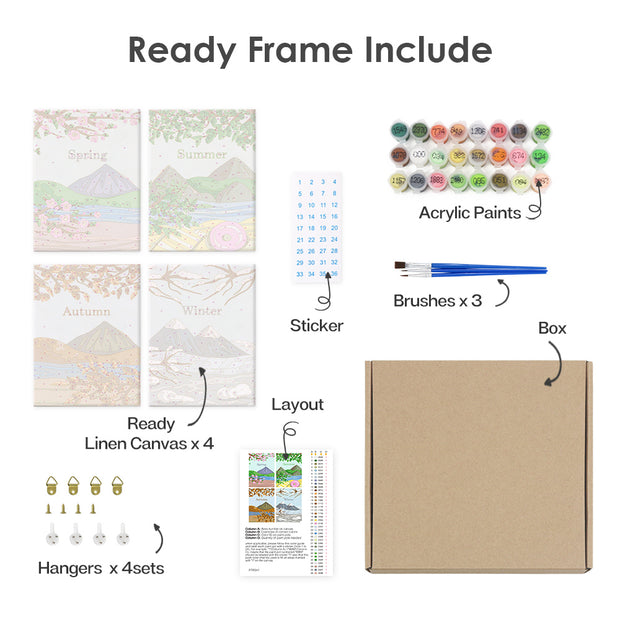 4 Mini Painting Set – Paint by Numbers Four Seasons