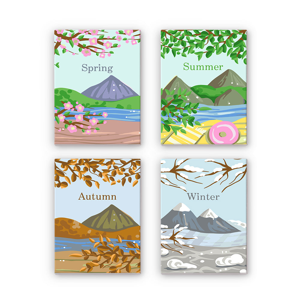4 Mini Painting Set – Paint by Numbers Four Seasons