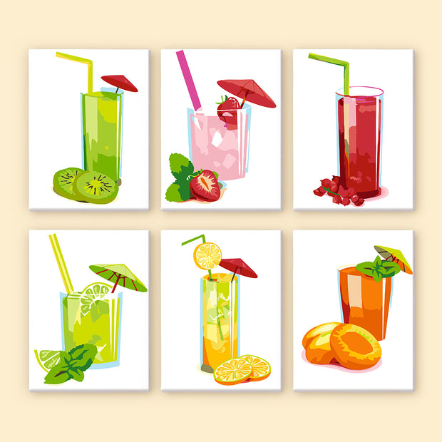 6 Mini Painting Set – Paint by Numbers Fruit Cocktails