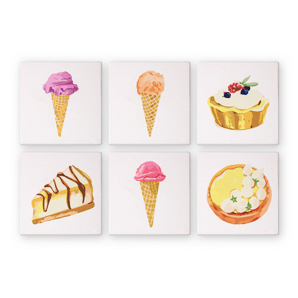 6 Mini Painting Set – Paint by Numbers Ice Cream & Pastries-1
