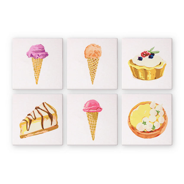 6 Mini Painting Set – Paint by Numbers Ice Cream & Pastries