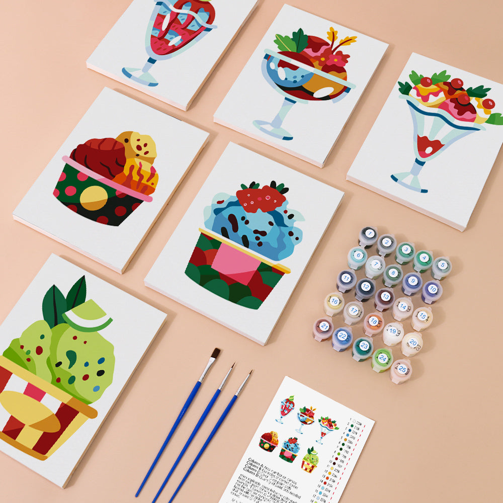 6 Mini Painting Set – Paint by Numbers Ice Cream-2