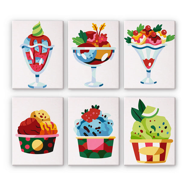 6 Mini Painting Set – Paint by Numbers Ice Cream