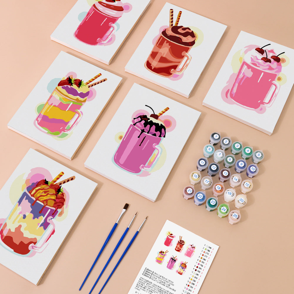 6 Mini Painting Set – Paint by Numbers Milkshakes-zoom-2